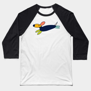 Happy Daschund sausage dog Baseball T-Shirt